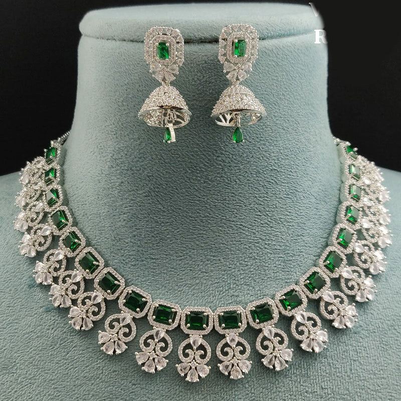 Vivah Creations Silver Plated AD Necklace Set