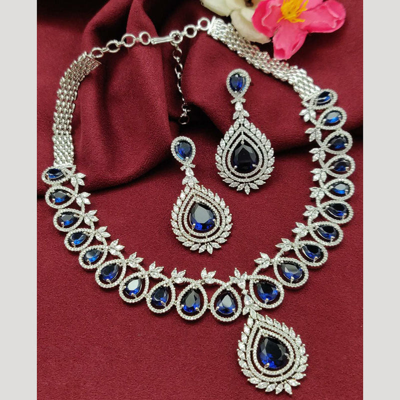 Vivah Creations Silver Plated AD Necklace Set