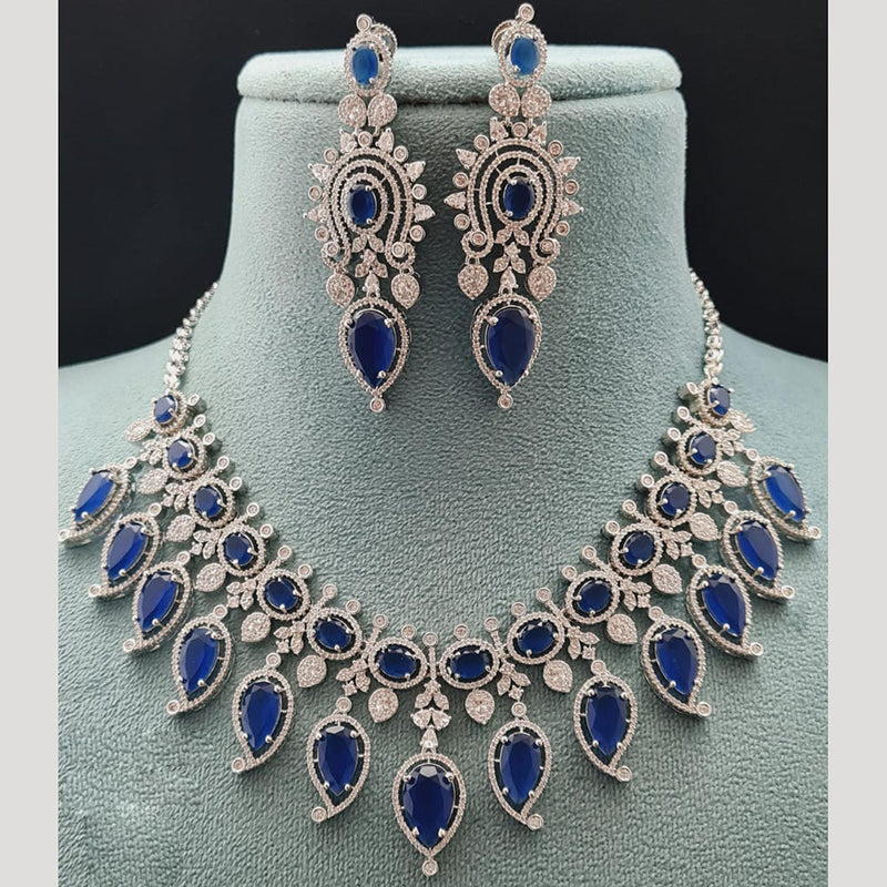 Vivah Creations Silver Plated AD Necklace Set