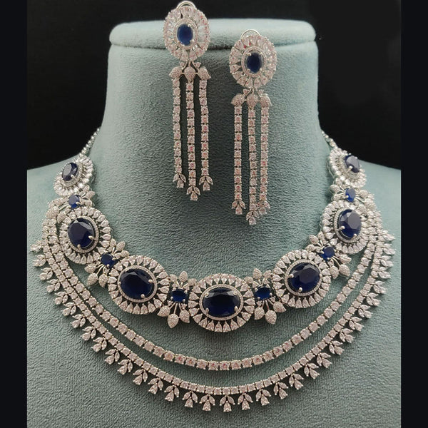 Vivah Creations Silver Plated AD  Choker Necklace Set