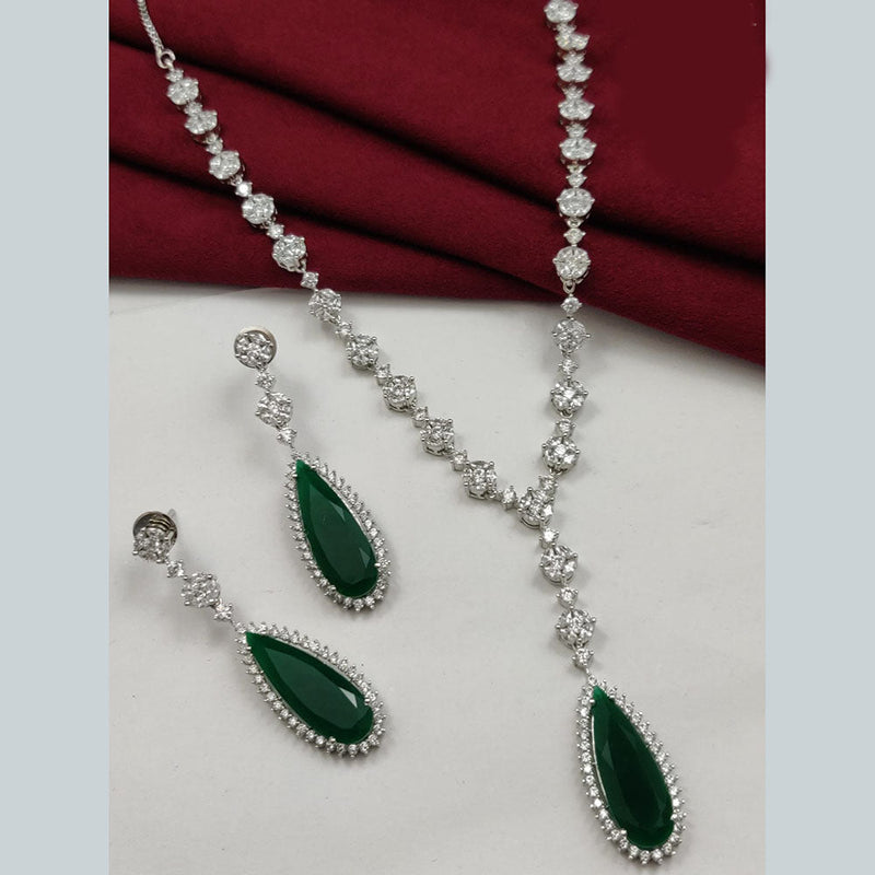 Vivah Creations Silver Plated AD  Long Necklace Set