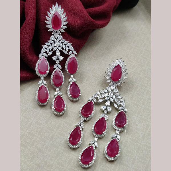 Vivah Creations Silver Plated AD Dangler Earrings