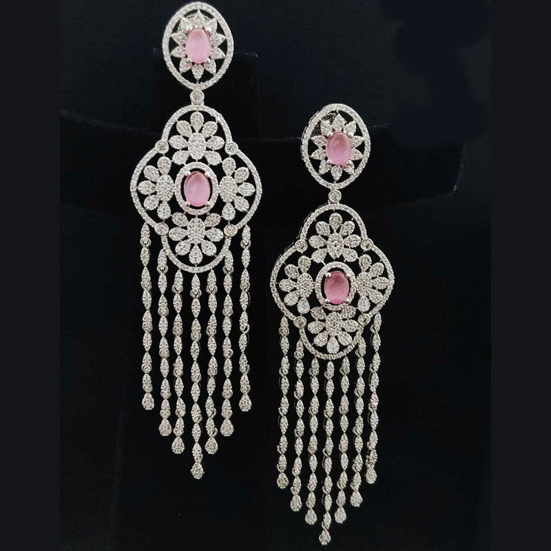 Vivah Creations Silver Plated AD Dangler Earrings