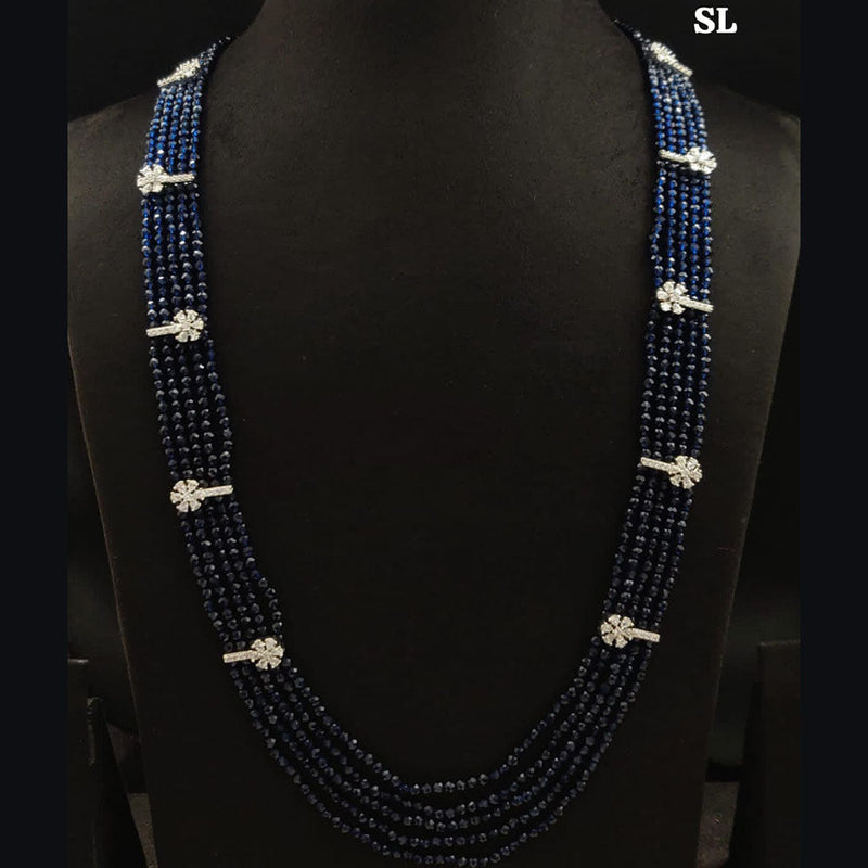 Vivah Creation Silver Plated AD And Pearls Multi Layer Long Necklace