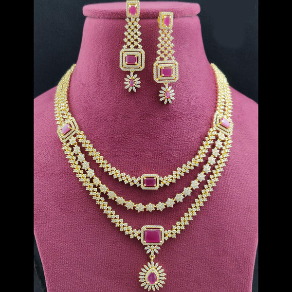 Vivah Creations Gold Plated AD Necklace Set