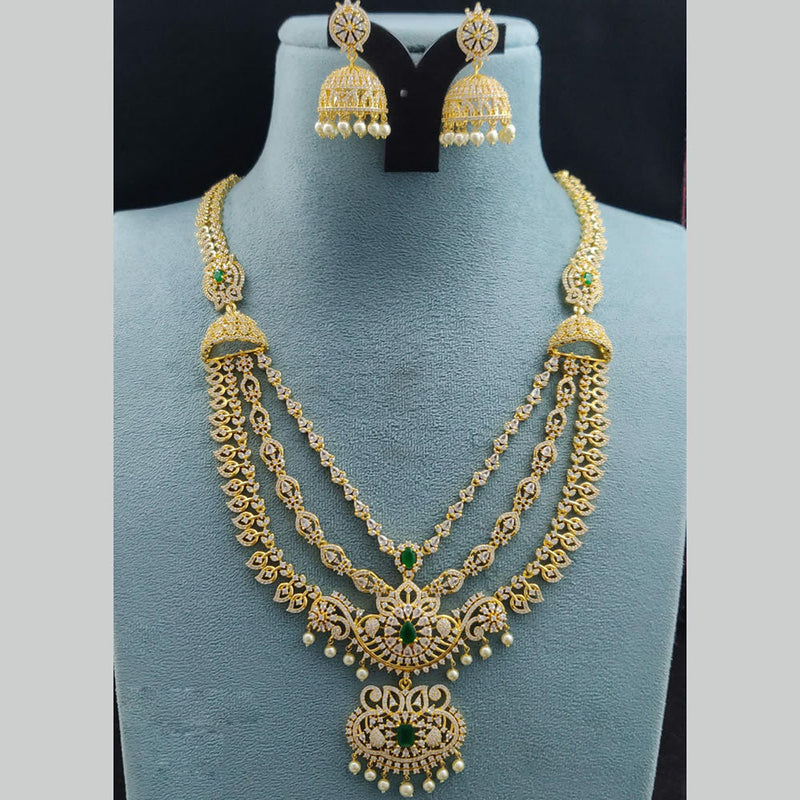 Vivah Creations Gold Plated AD Long Necklace Set