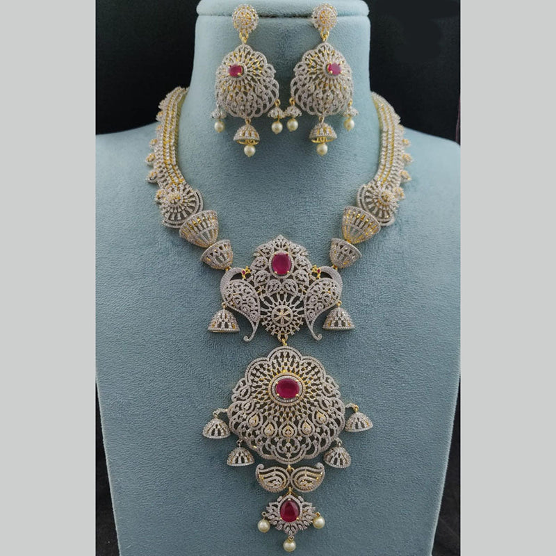 Vivah Creations Gold Plated AD Long Necklace Set