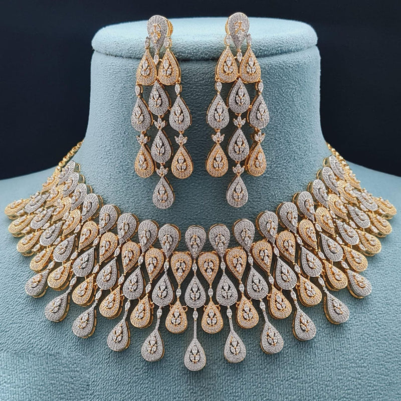 Vivah Creations Gold Plated AD Choker Necklace Set