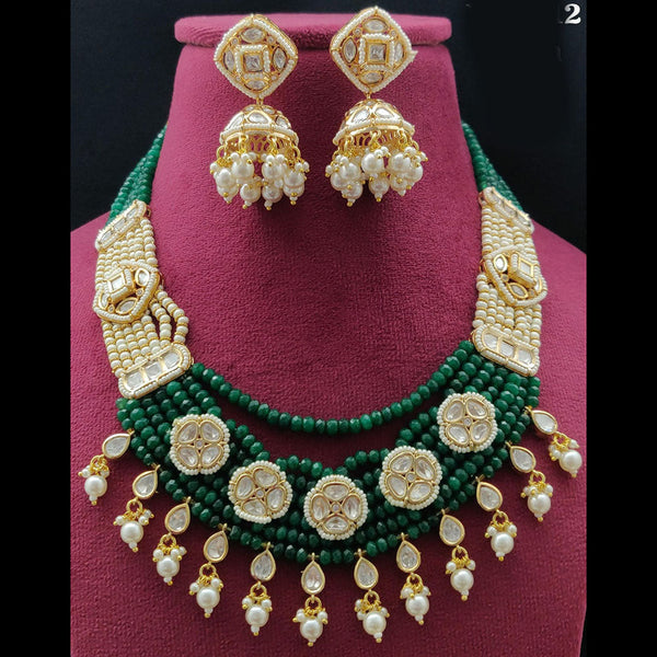 Vivah Creations Gold Plated Polki Kundan Necklace Set