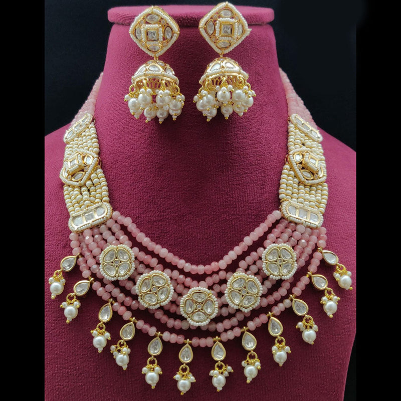 Vivah Creations Gold Plated Polki Kundan Necklace Set