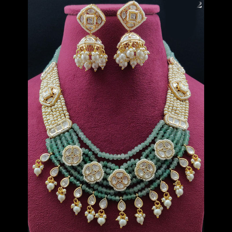 Vivah Creations Gold Plated Polki Kundan Necklace Set