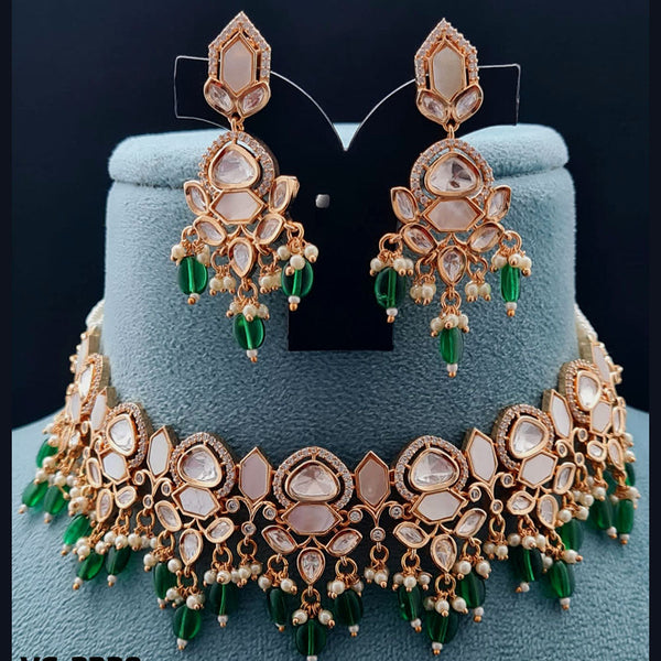 Vivah Creations Rose Gold Plated Polki Kundan Necklace Set