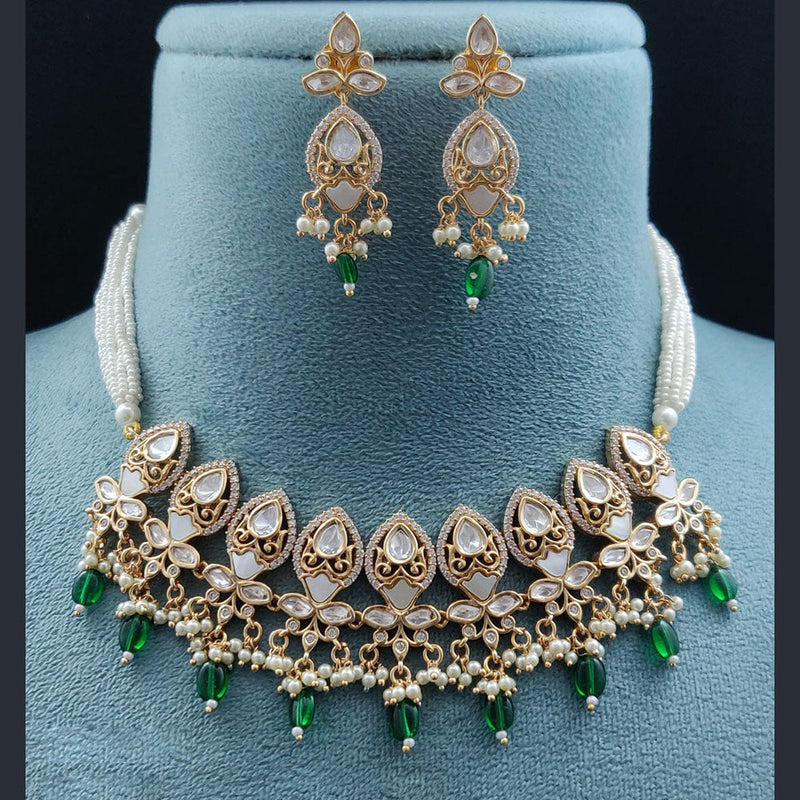 Vivah Creations Gold Plated Polki Kundan Necklace Set