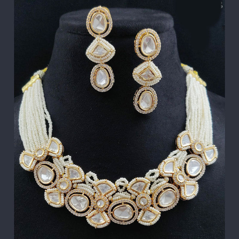 Vivah Creations Gold Plated Polki Kundan Necklace Set