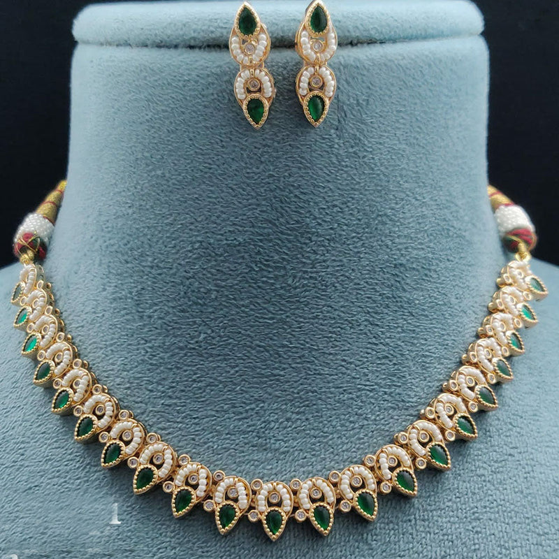 Vivah Creations Gold Plated Polki Kundan Necklace Set