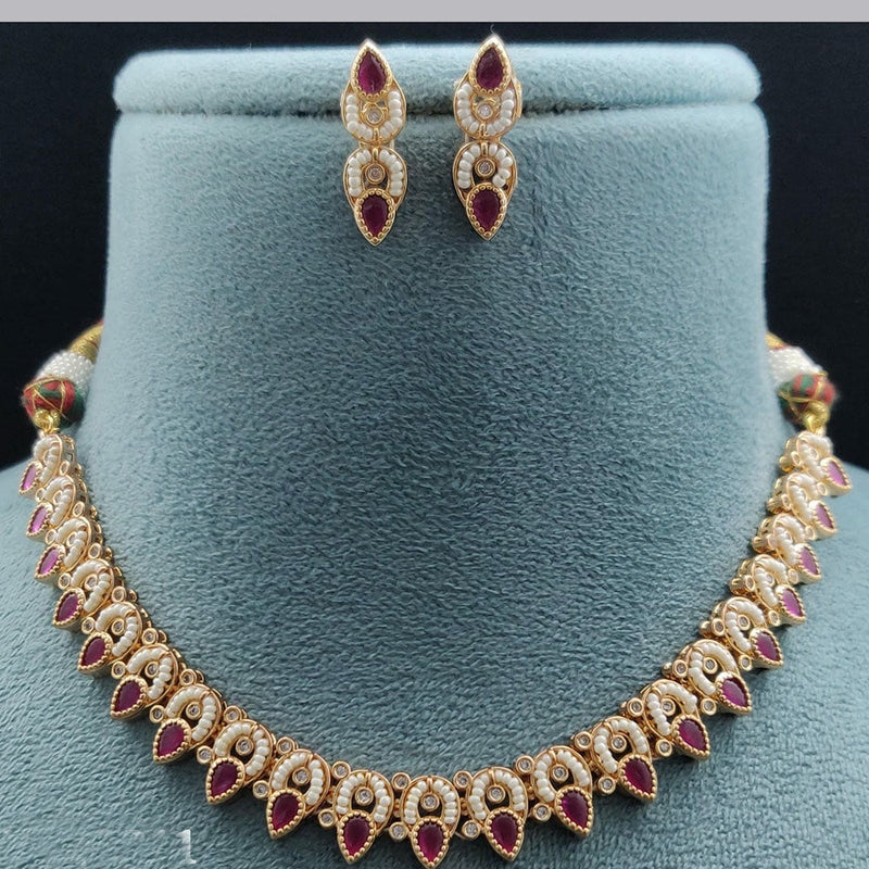 Vivah Creations Gold Plated Polki Kundan Necklace Set