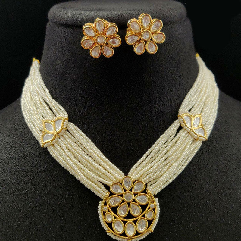 Vivah Creations Gold Plated Polki Kundan Necklace Set