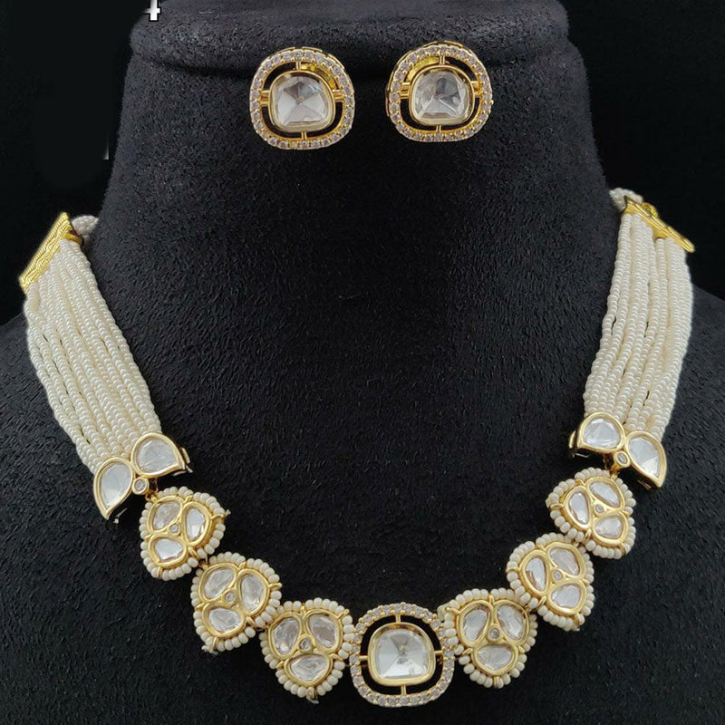 Vivah Creations Gold Plated Polki Kundan Necklace Set