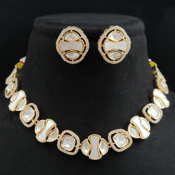 Vivah Creations Gold Plated Polki Kundan Necklace Set