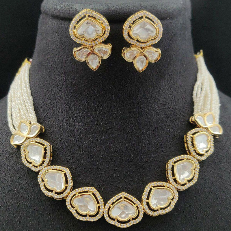 Vivah Creations Gold Plated Polki Kundan Necklace Set