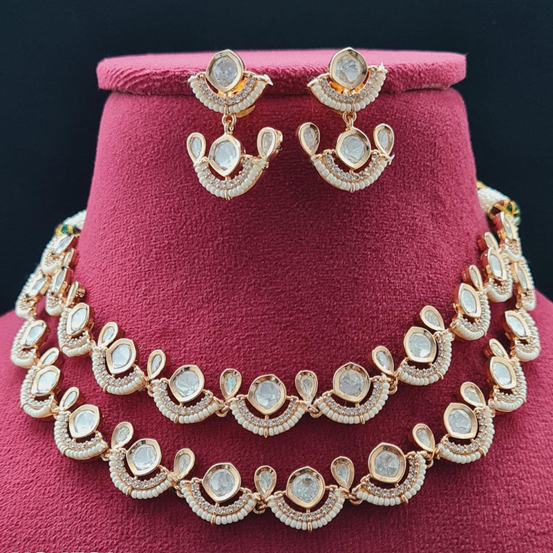 Vivah Creations Gold Plated Polki Kundan Necklace Set