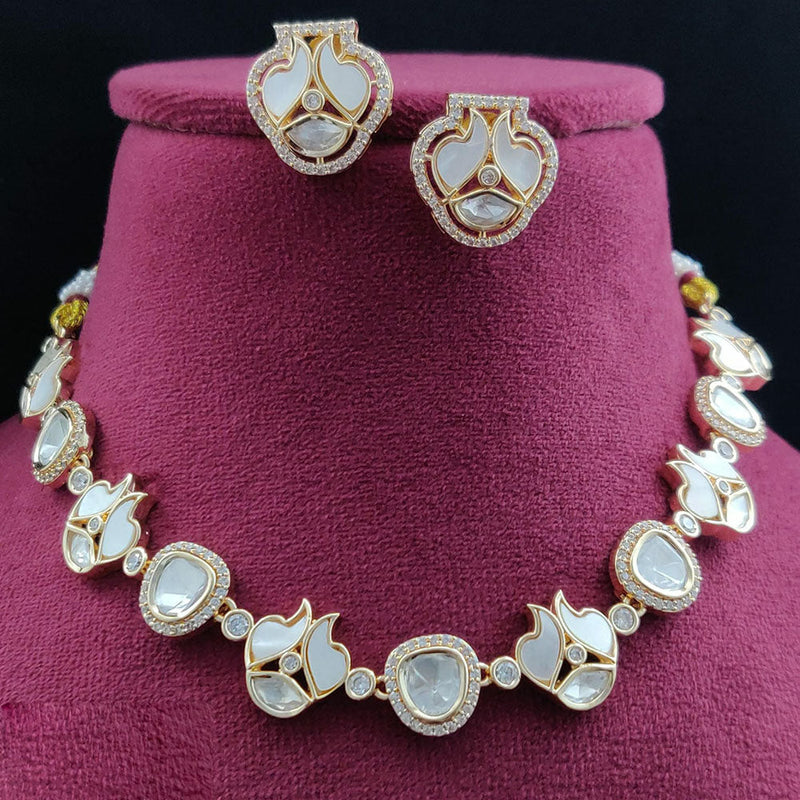 Vivah Creations Gold Plated Polki Kundan Necklace Set