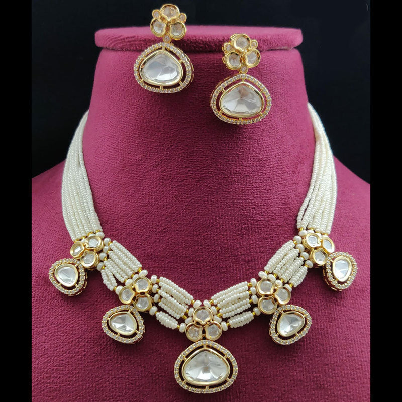 Vivah Creations Gold Plated Polki Kundan Necklace Set