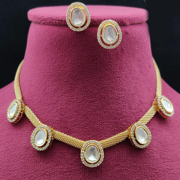 Vivah Creations Gold Plated Polki Kundan Necklace Set