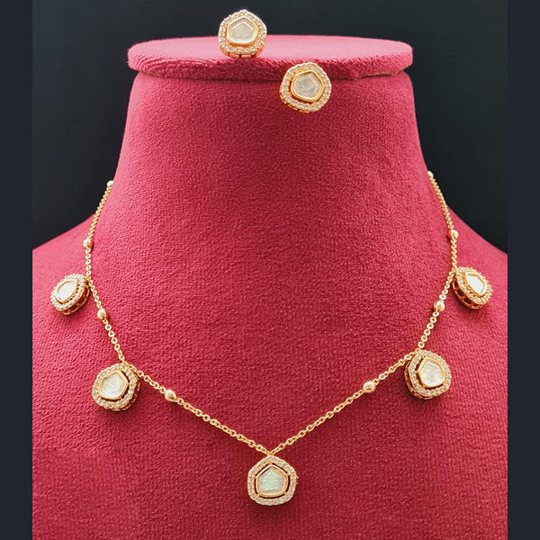 Vivah Creations Gold Plated Polki Kundan Necklace Set