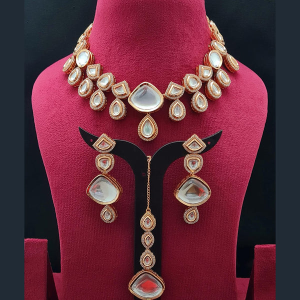 Vivah Creations Gold Plated Polki Kundan Necklace Set