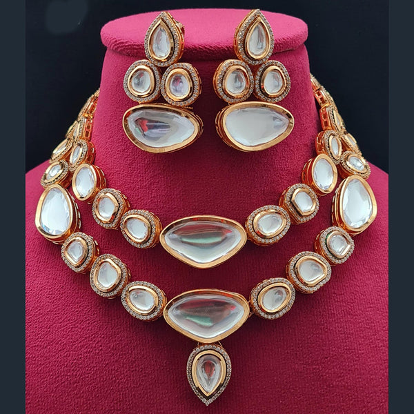 Vivah Creations Gold Plated Polki Kundan Necklace Set