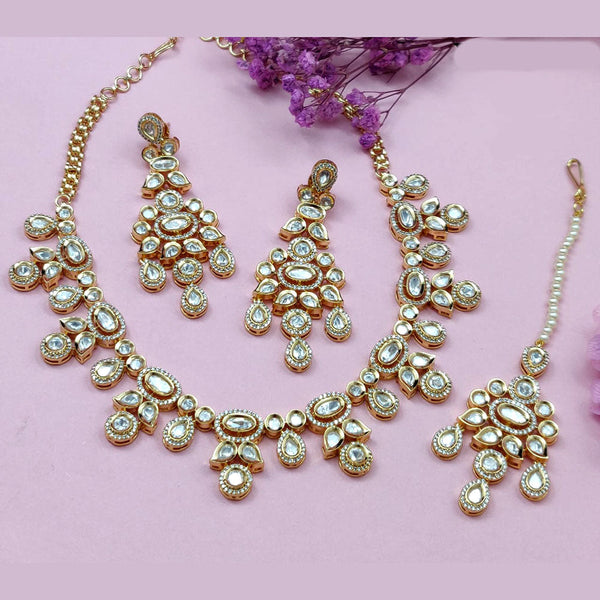 Vivah Creations Gold Plated Polki Kundan Necklace Set