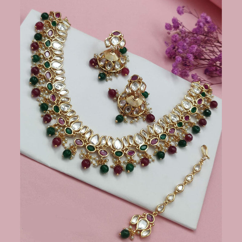 Vivah Creations Gold Plated Polki Kundan Necklace Set