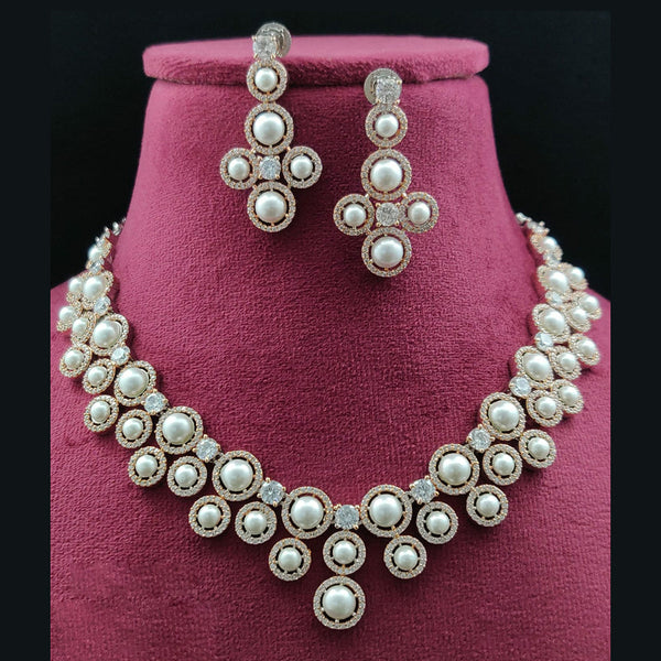 Vivah Creations  American Diamond And Pearl Necklace Set