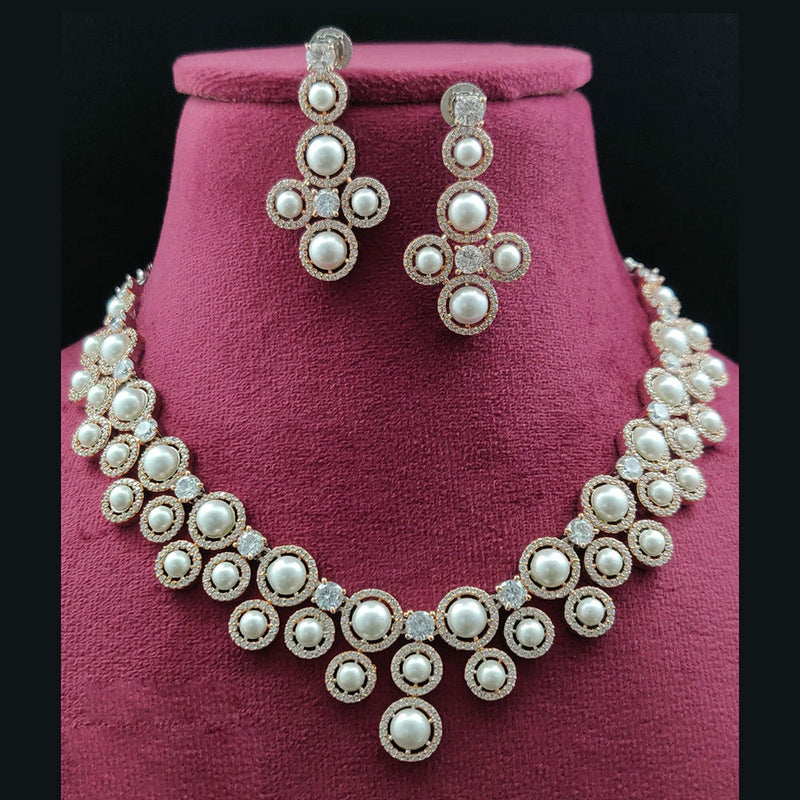 Vivah Creations  American Diamond And Pearl Necklace Set