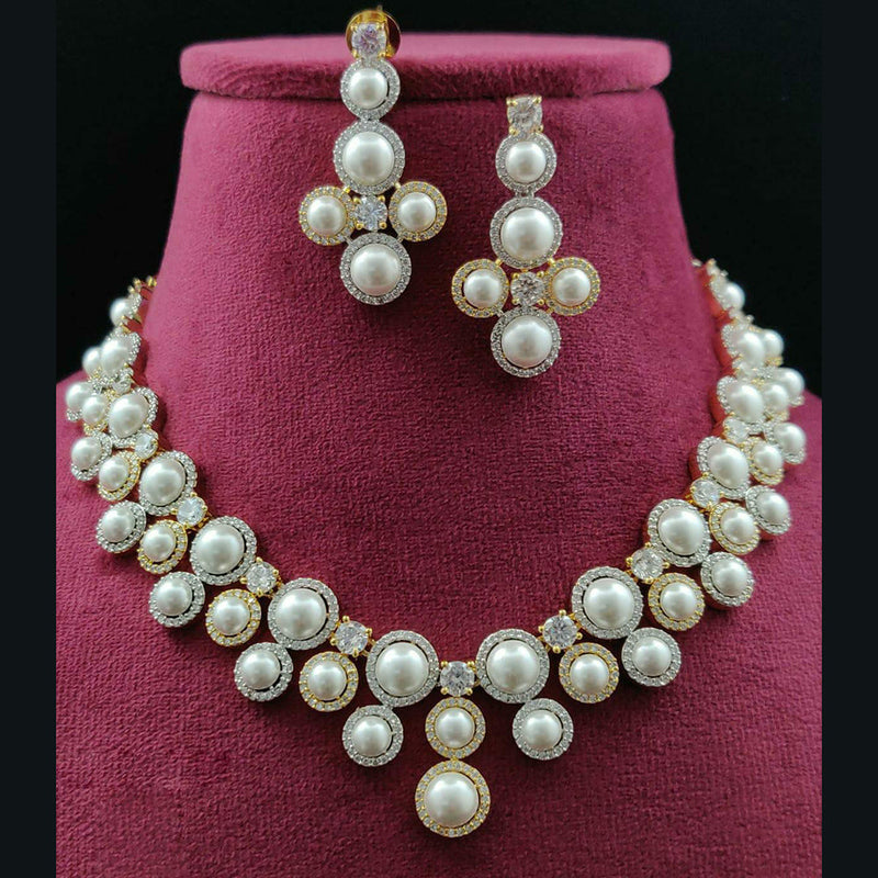 Vivah Creations  American Diamond And Pearl Necklace Set