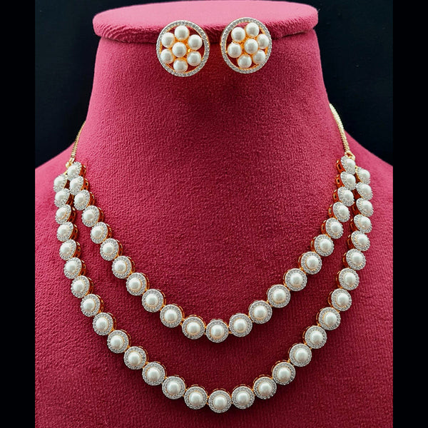 Vivah Creations  American Diamond And Pearl Necklace Set