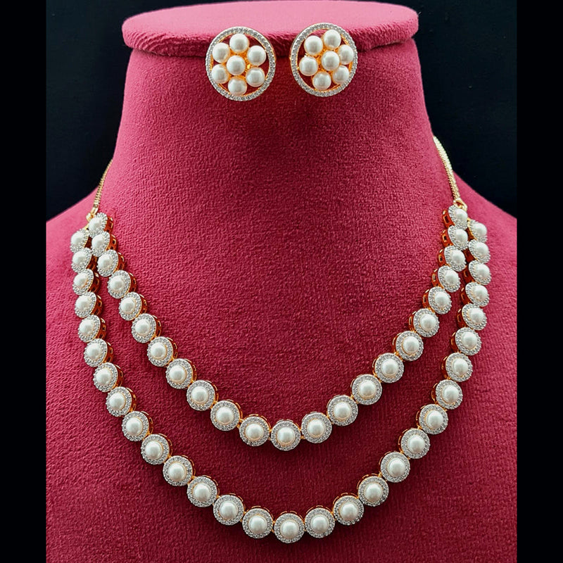 Vivah Creations  American Diamond And Pearl Necklace Set