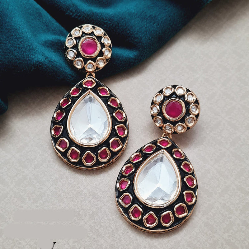 Vivah Creations Gold Plated Polki Kundan And Meenakari Dangler Earrings