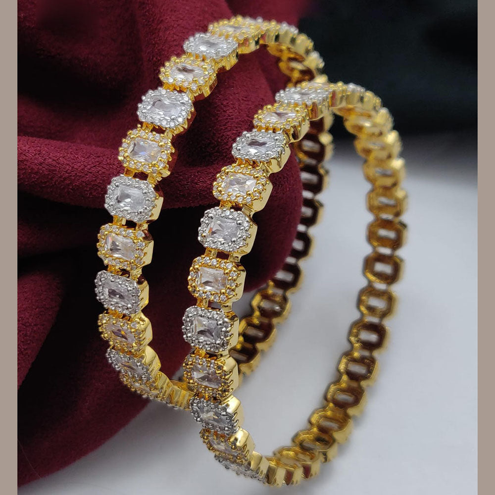 Vivah Creations 2 Tone Plated American Diamond  Bangle Set