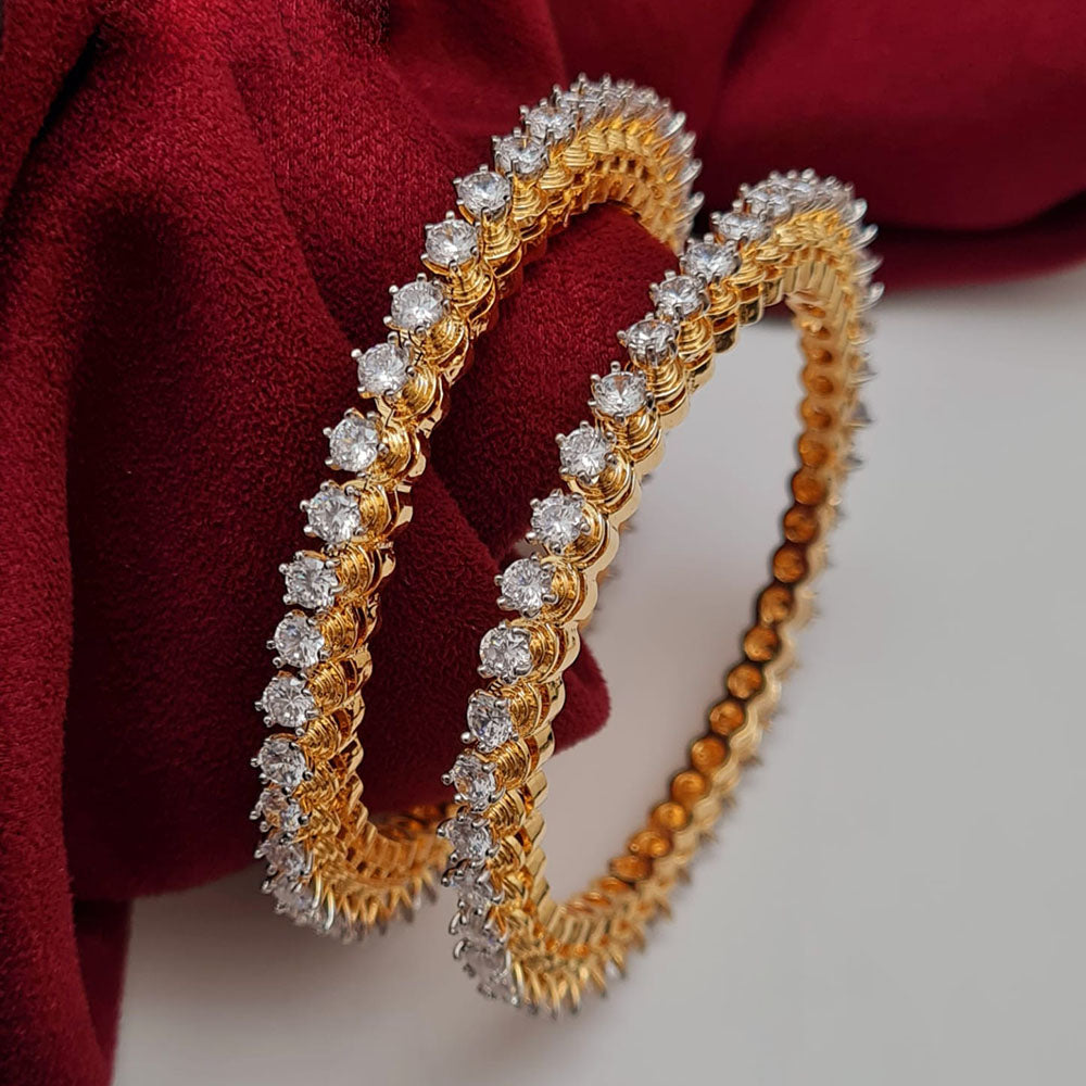 Vivah Creations Gold Plated American Diamond  Bangle Set