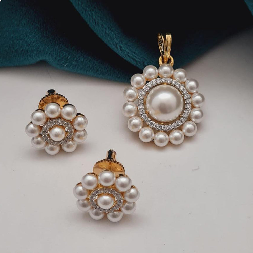 Vivah Creations Gold Plated Pearl Pendant Set