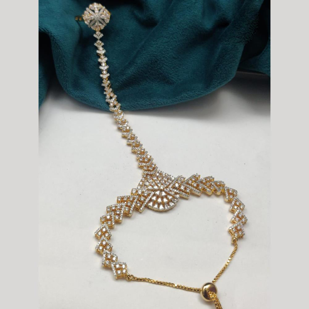 Vivah Creations Gold Plated  American Diamond Hand Harness