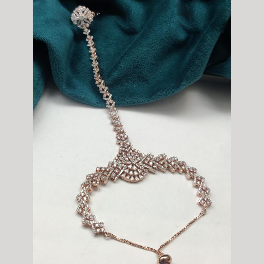 Vivah Creations Rose Gold Plated American Diamond Hand Harness