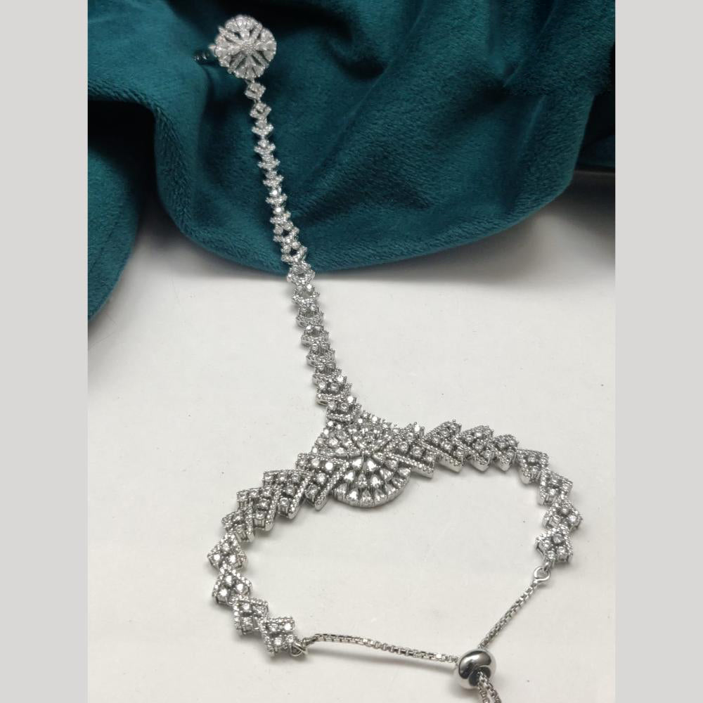 Vivah Creations Silver Plated  American Diamond Hand Harness