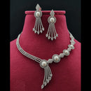 Vivah Creations Silver Plated American Diamond And Pearl Necklace Set