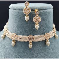Vivah Creations Gold Plated Polki Kundan And Pearl Choker Necklace Set