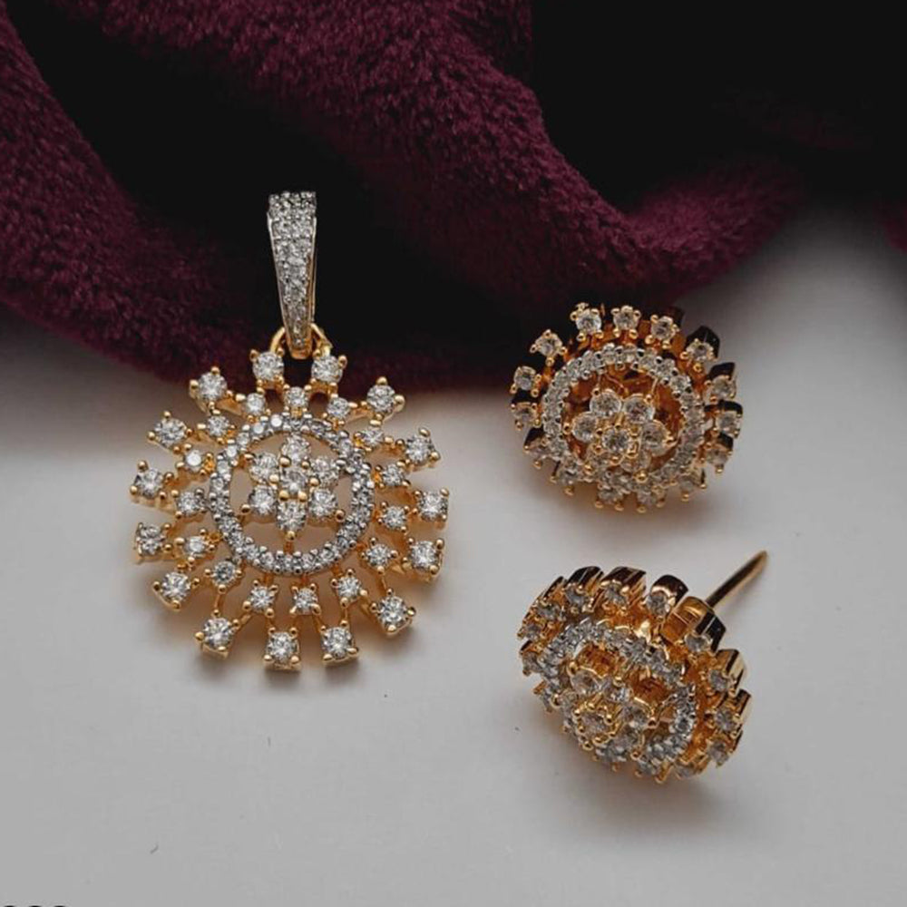 Vivah Creations Gold Plated Austrian Stone Pendant Set