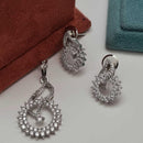 Vivah Creations Silver Plated Austrian Stone Pendant Set