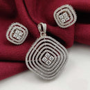 Vivah Creations Silver Plated Austrian Stone Pendant Set